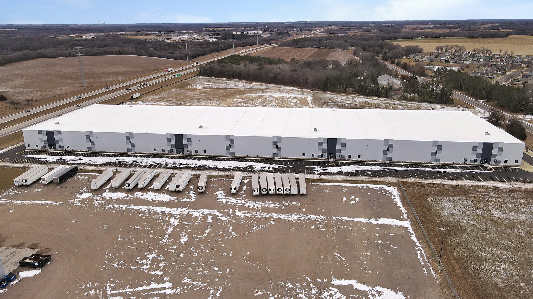 Site aerial showing trailer staging